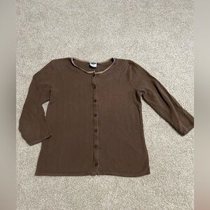 Chocolate Brown Button Front Y2K Top